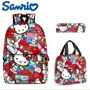 Sanrio Hello Kitty 3 Piece Backpack & Lunch Box Pencil Case Set School B…